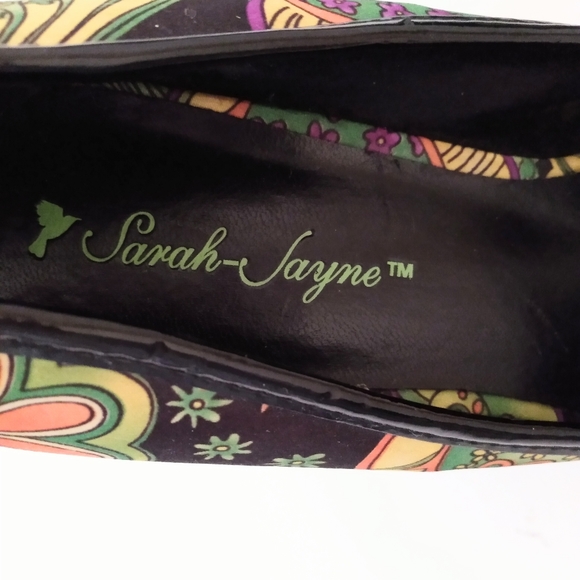 Sarah Jayne Floral Print Fabric Peep Toe 4 1/2" Heels sz 9 M - Picture 7 of 12